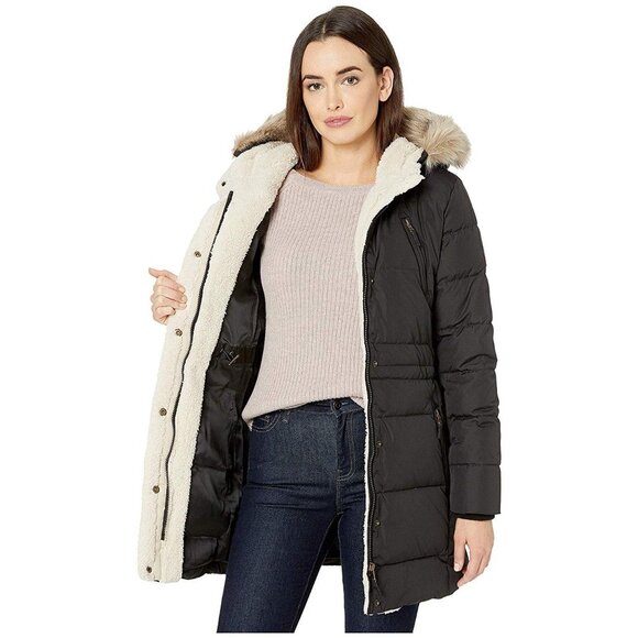 Lauren Ralph Lauren Black Sherpa Hooded Coat Jacket for Women, Medium New - Picture 2 of 6